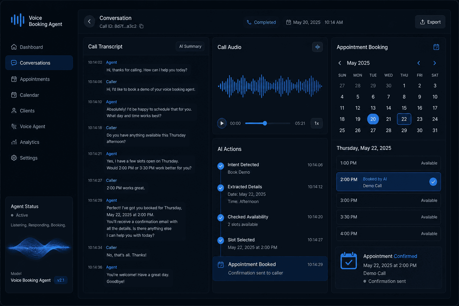 Voice Agent for Website & Booking gallery 2